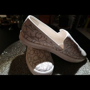 White Leather Calvin Klein women’s slip on